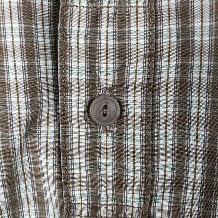 Eddie Bauer short-sleeved cotton check shirt, size L for men cotton beige type brown Vintage Second Hand