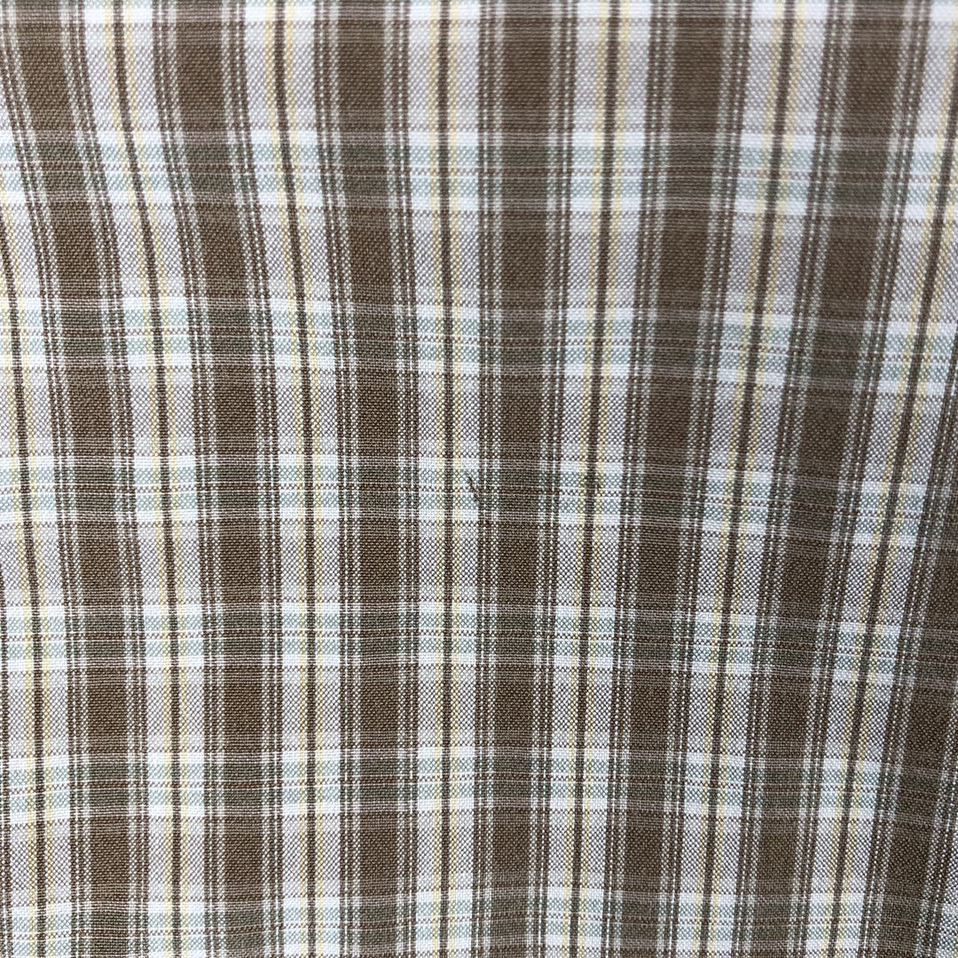 Eddie Bauer short-sleeved cotton check shirt, size L for men cotton beige type brown Vintage Second Hand