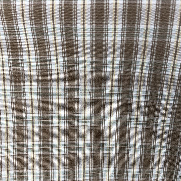 Eddie Bauer short-sleeved cotton check shirt, size L for men cotton beige type brown Vintage Second Hand