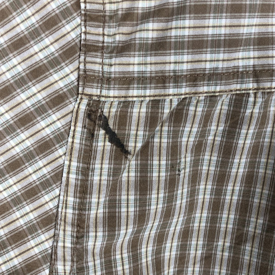 Eddie Bauer short-sleeved cotton check shirt, size L for men cotton beige type brown Vintage Second Hand