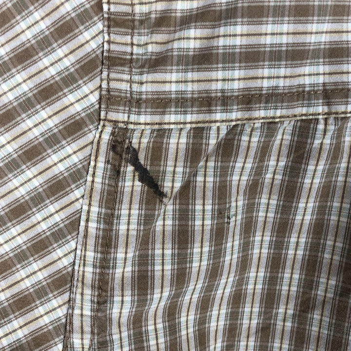 Eddie Bauer short-sleeved cotton check shirt, size L for men cotton beige type brown Vintage Second Hand