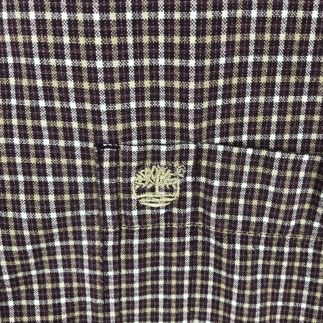 90s~00'S Timberland short sleeve button down check shirt men's XL size vintage cotton wine-red Vintage Second Hand