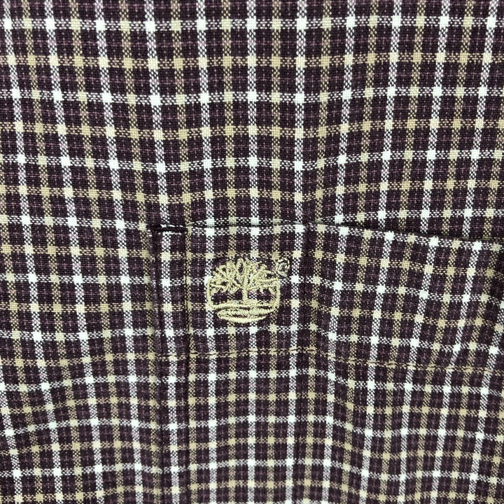 90s~00'S Timberland short sleeve button down check shirt men's XL size vintage cotton wine-red Vintage Second Hand
