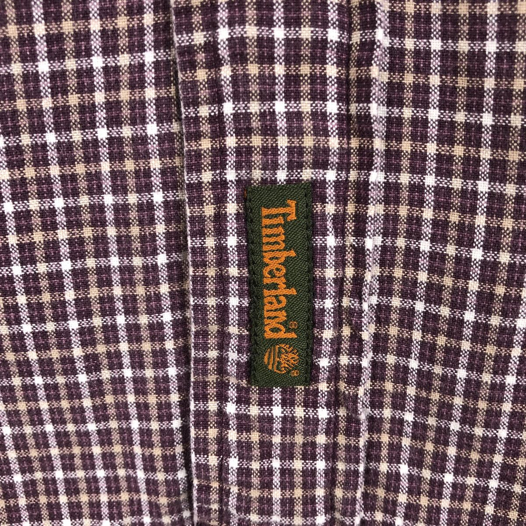 90s~00'S Timberland short sleeve button down check shirt men's XL size vintage cotton wine-red Vintage Second Hand