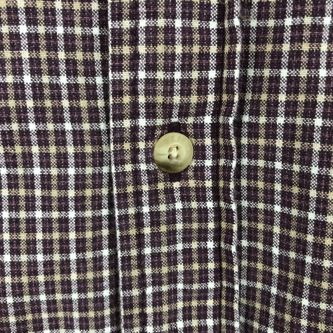 90s~00'S Timberland short sleeve button down check shirt men's XL size vintage cotton wine-red Vintage Second Hand