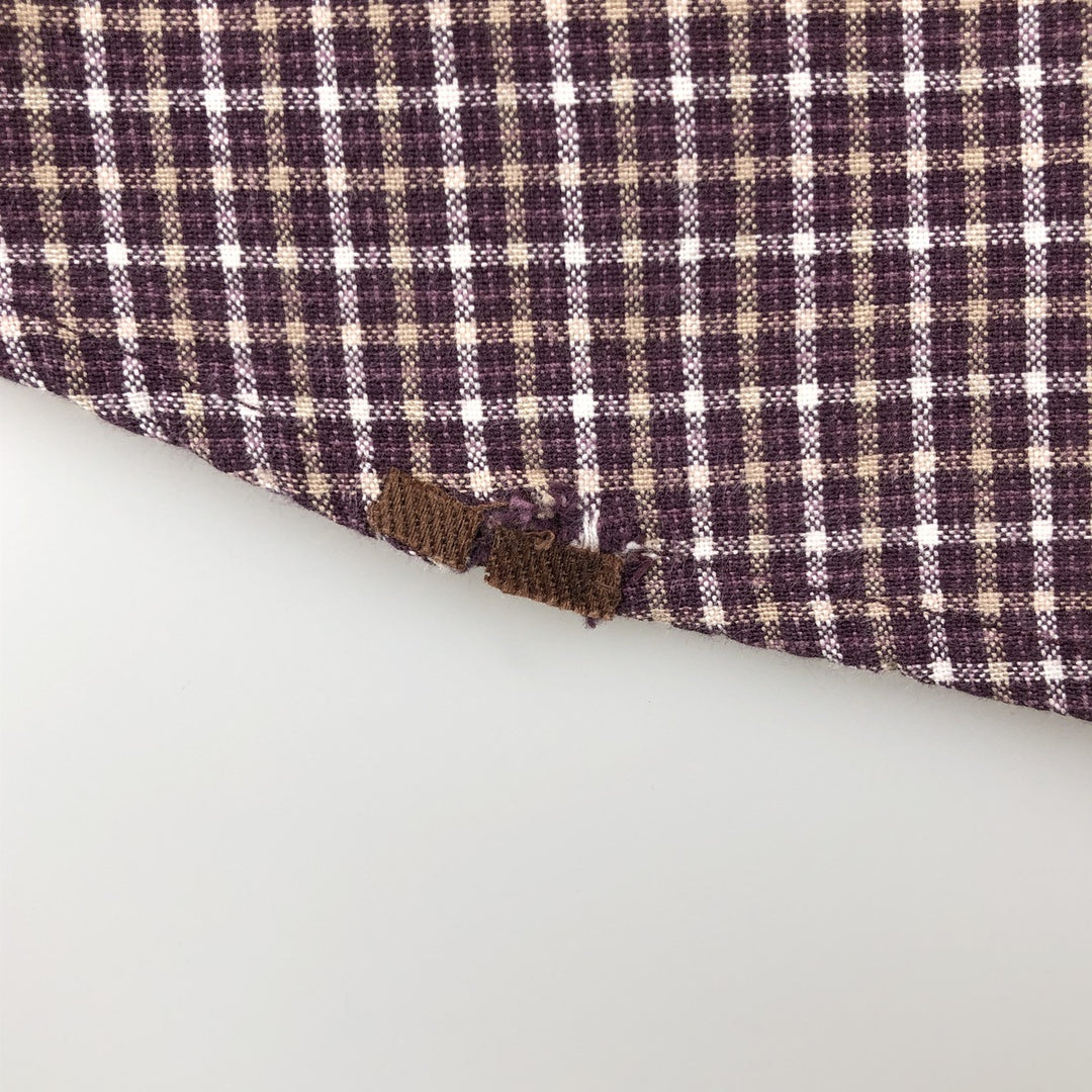 90s~00'S Timberland short sleeve button down check shirt men's XL size vintage cotton wine-red Vintage Second Hand