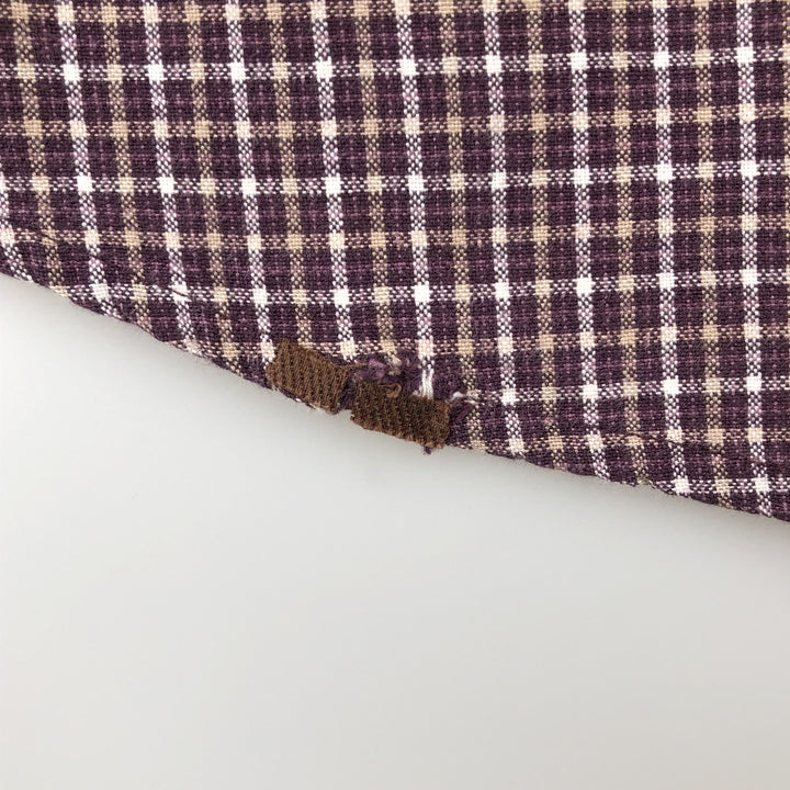 90s~00'S Timberland short sleeve button down check shirt men's XL size vintage cotton wine-red Vintage Second Hand