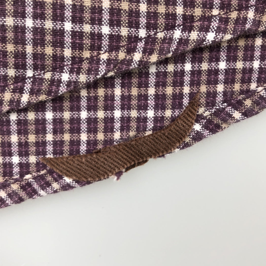 90s~00'S Timberland short sleeve button down check shirt men's XL size vintage cotton wine-red Vintage Second Hand