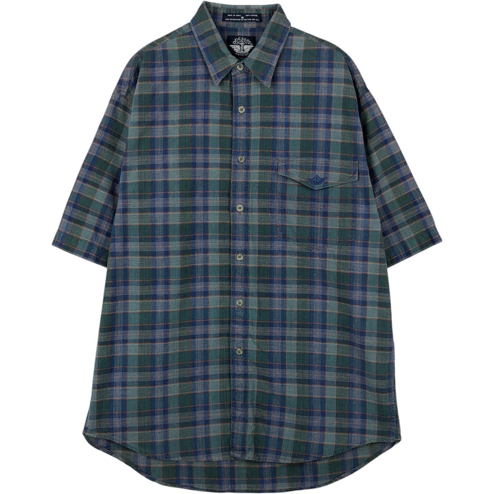 90'S Dockers Levi's Short-Sleeve Cotton Check Shirt, Men's Size M (Equivalent), Vintage cotton blue type Vintage Second Hand
