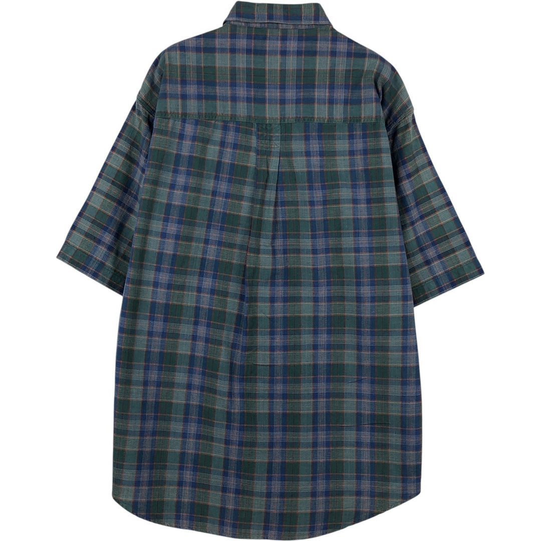 90'S Dockers Levi's Short-Sleeve Cotton Check Shirt, Men's Size M (Equivalent), Vintage cotton blue type Vintage Second Hand