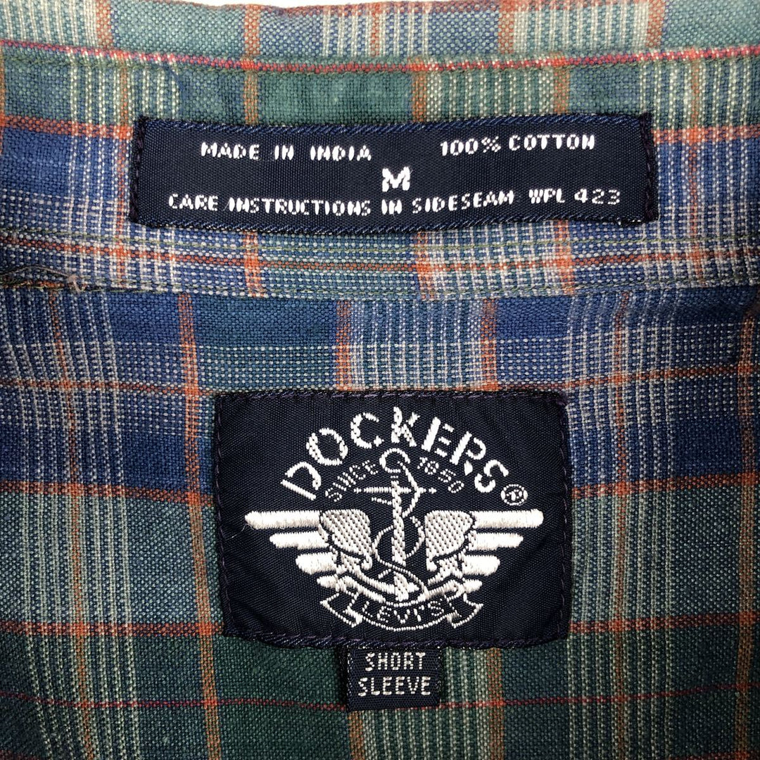 90'S Dockers Levi's Short-Sleeve Cotton Check Shirt, Men's Size M (Equivalent), Vintage cotton blue type Vintage Second Hand