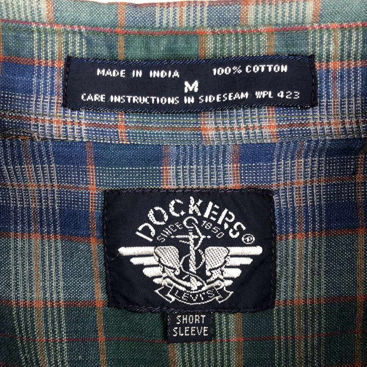 90'S Dockers Levi's Short-Sleeve Cotton Check Shirt, Men's Size M (Equivalent), Vintage cotton blue type Vintage Second Hand