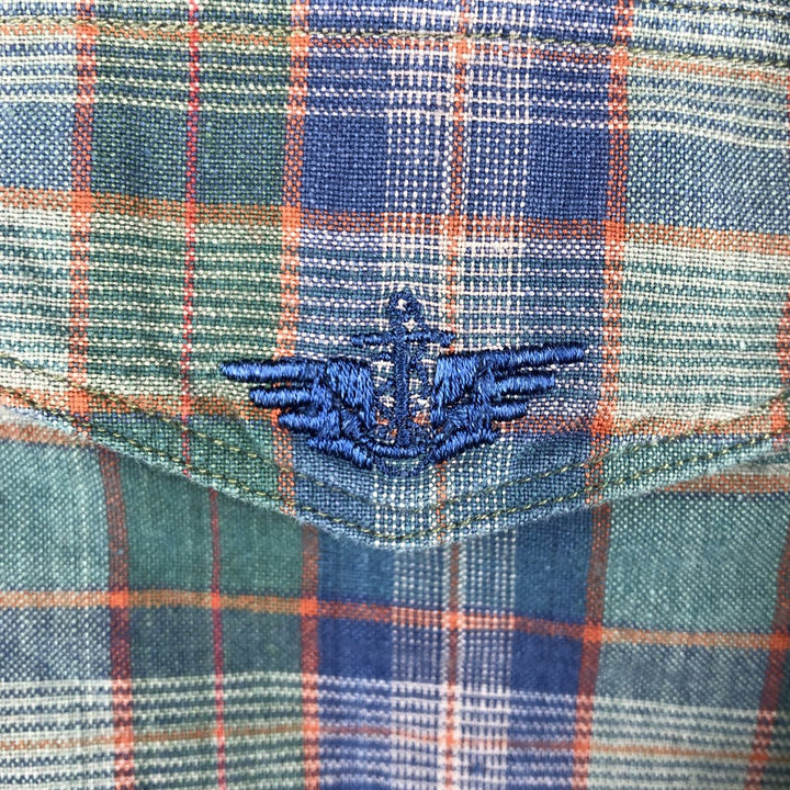 90'S Dockers Levi's Short-Sleeve Cotton Check Shirt, Men's Size M (Equivalent), Vintage cotton blue type Vintage Second Hand
