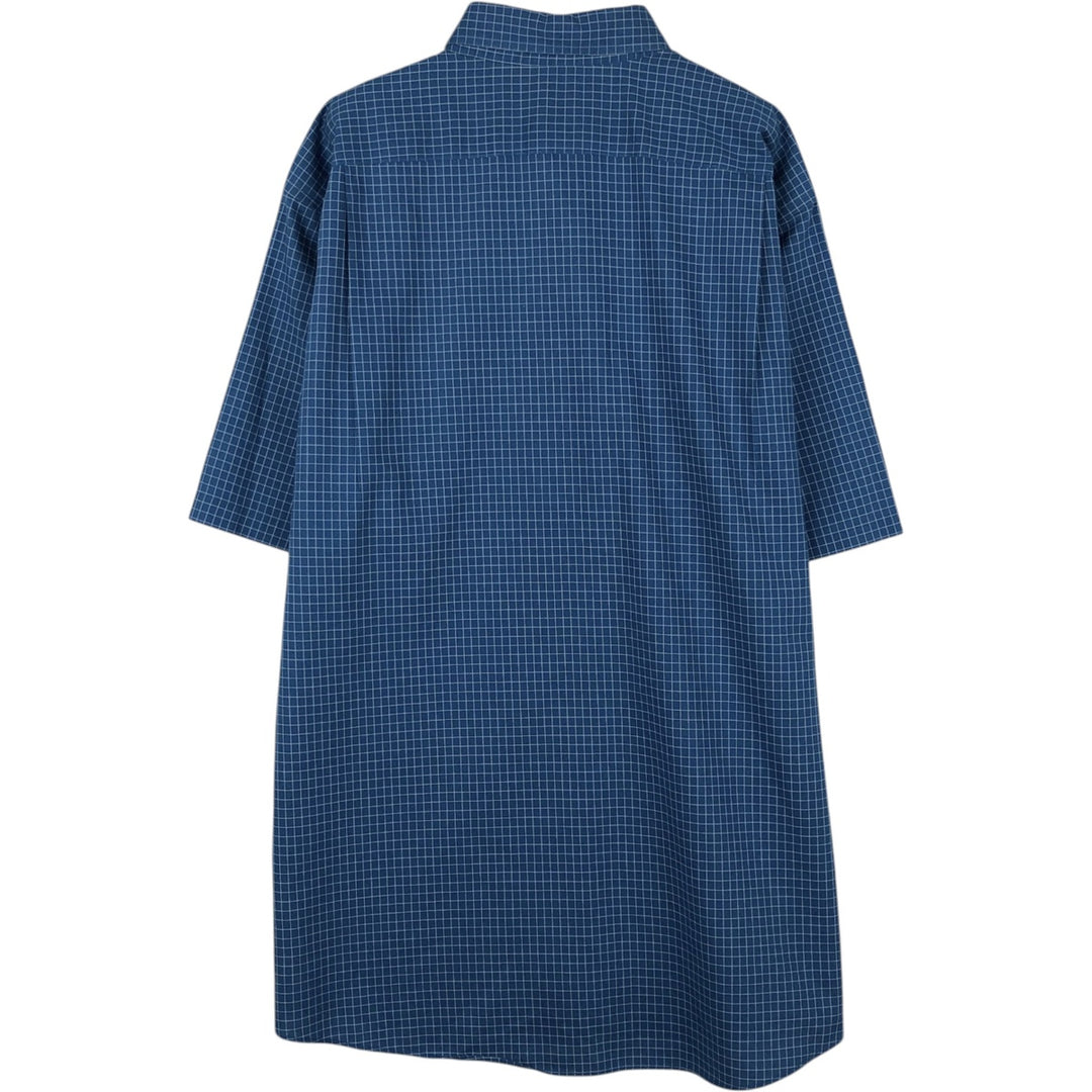 90s-00'S LLBean Traditional Fit Short-Sleeve Button-Down Check Shirt, Men's Size L (approx.), Vintage cotton Navy blue Vintage Second Hand