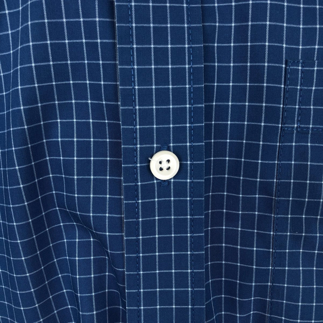 90s-00'S LLBean Traditional Fit Short-Sleeve Button-Down Check Shirt, Men's Size L (approx.), Vintage cotton Navy blue Vintage Second Hand