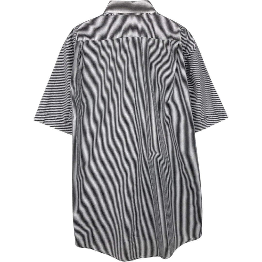 Lacoste Regular Fit Short-Sleeve Button-Down Striped Shirt, Men's Size L (approx.) cotton Charcoal Vintage Second Hand