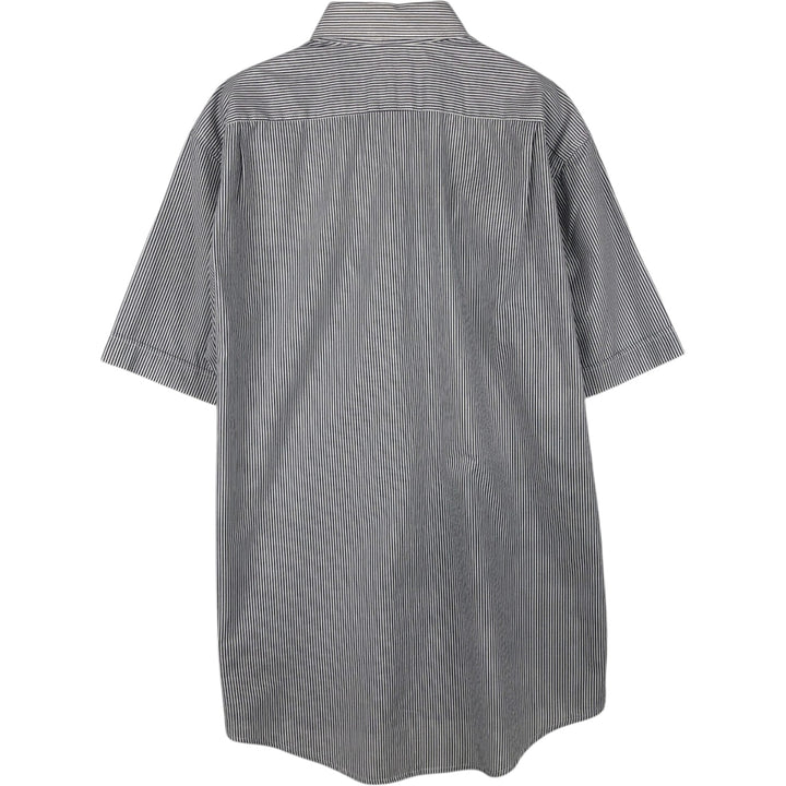 Lacoste Regular Fit Short-Sleeve Button-Down Striped Shirt, Men's Size L (approx.) cotton Charcoal Vintage Second Hand