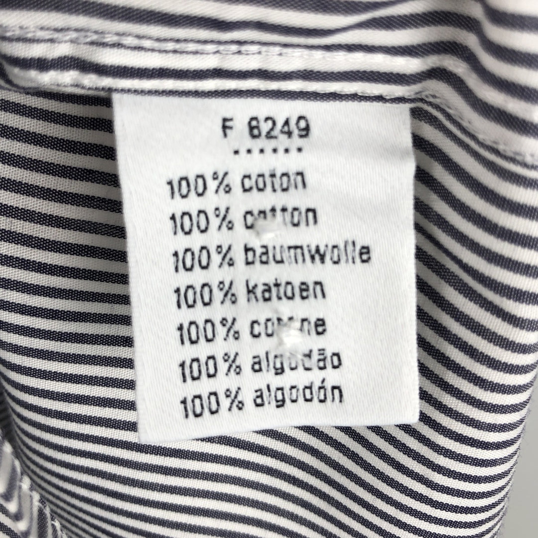 Lacoste Regular Fit Short-Sleeve Button-Down Striped Shirt, Men's Size L (approx.) cotton Charcoal Vintage Second Hand