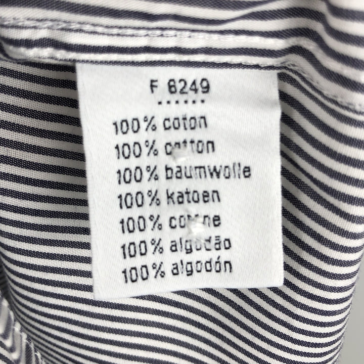 Lacoste Regular Fit Short-Sleeve Button-Down Striped Shirt, Men's Size L (approx.) cotton Charcoal Vintage Second Hand