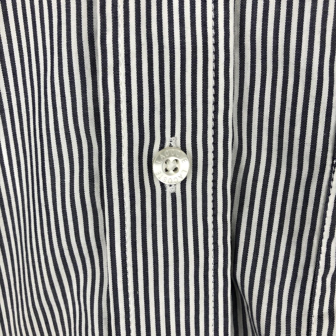 Lacoste Regular Fit Short-Sleeve Button-Down Striped Shirt, Men's Size L (approx.) cotton Charcoal Vintage Second Hand