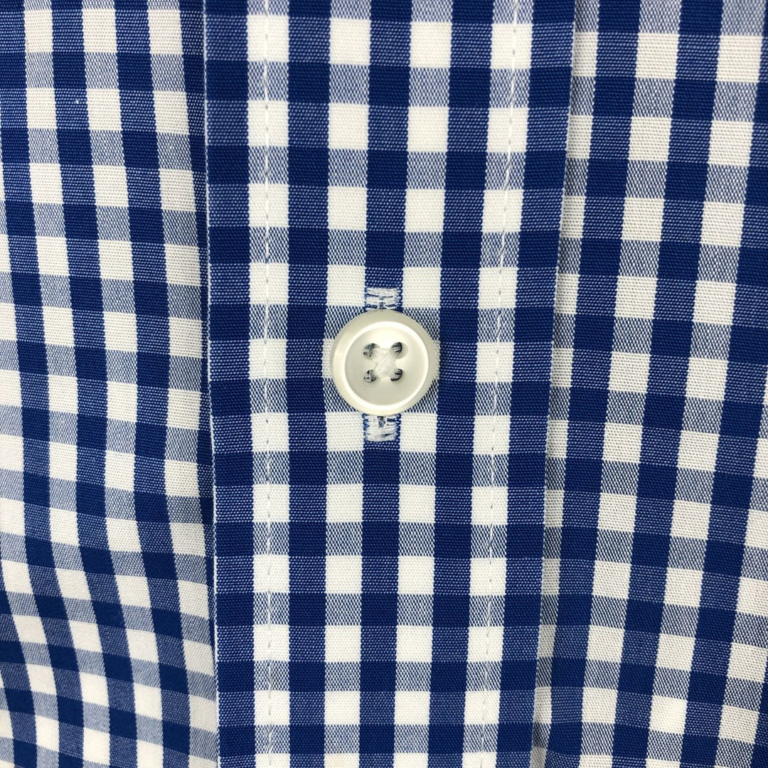 90s-00'S L.L.Bean Traditional Fit Gingham Check Short-Sleeve Button-Down Check Shirt, Men's Size XL (approx.) cotton blue type Vintage Second Hand