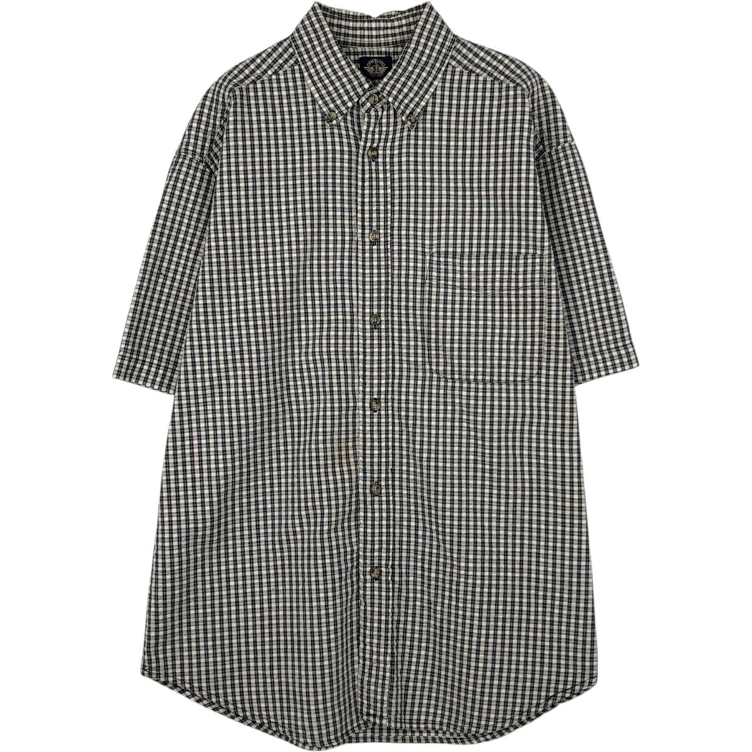 Dockers x Levi's Seersucker Short-Sleeve Button-Down Check Shirt, Men's Size M (approx.) cotton navy blue type Vintage Second Hand
