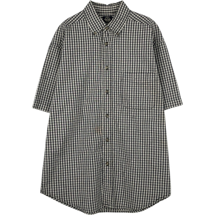 Dockers x Levi's Seersucker Short-Sleeve Button-Down Check Shirt, Men's Size M (approx.) cotton navy blue type Vintage Second Hand
