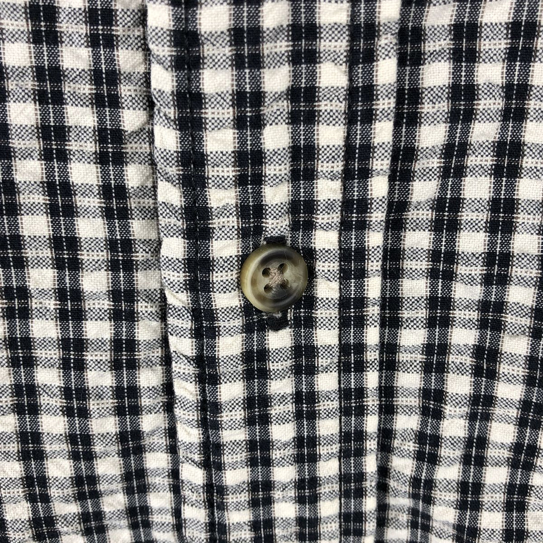 Dockers x Levi's Seersucker Short-Sleeve Button-Down Check Shirt, Men's Size M (approx.) cotton navy blue type Vintage Second Hand