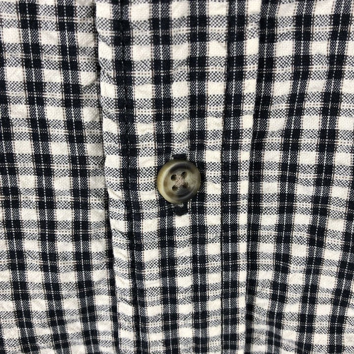 Dockers x Levi's Seersucker Short-Sleeve Button-Down Check Shirt, Men's Size M (approx.) cotton navy blue type Vintage Second Hand