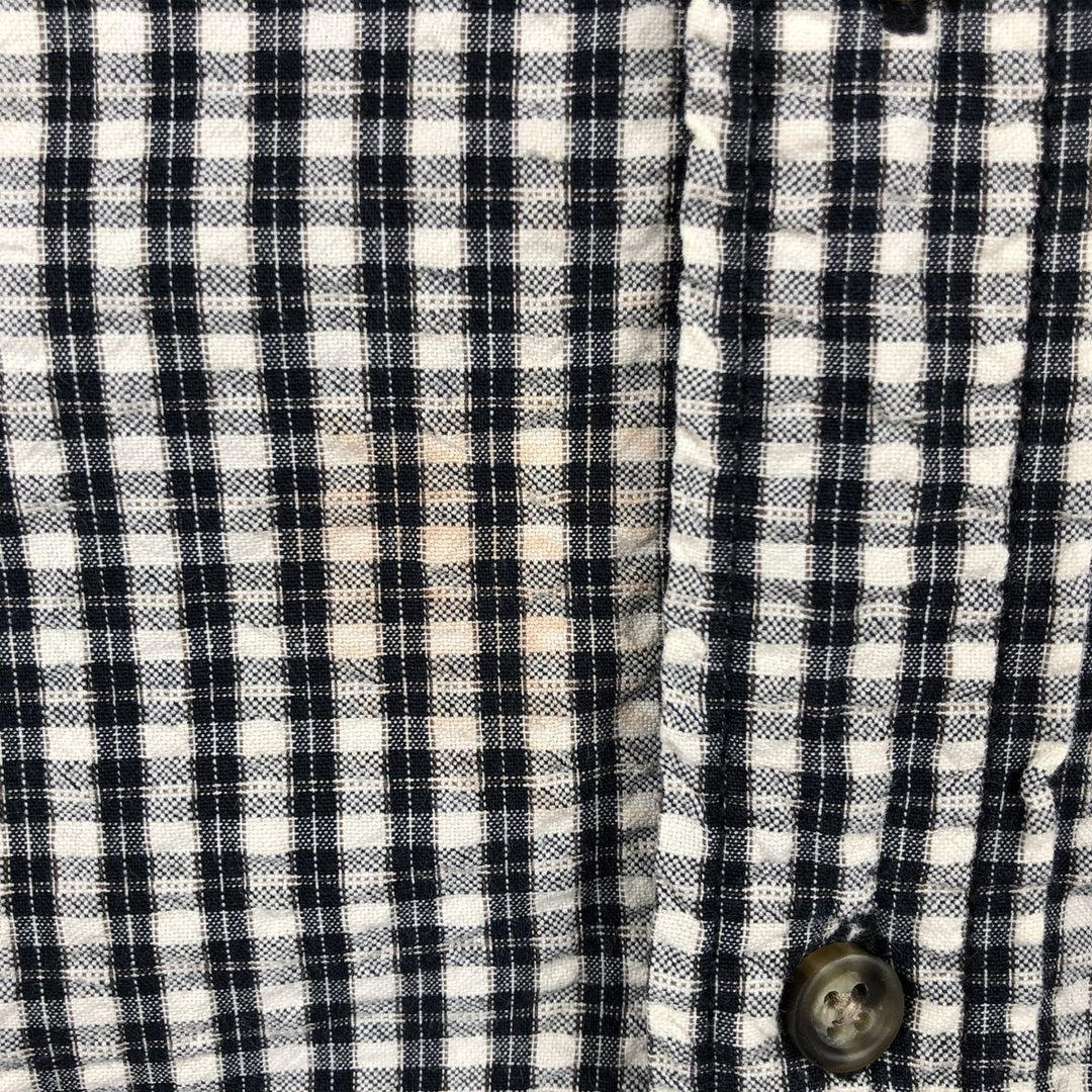 Dockers x Levi's Seersucker Short-Sleeve Button-Down Check Shirt, Men's Size M (approx.) cotton navy blue type Vintage Second Hand