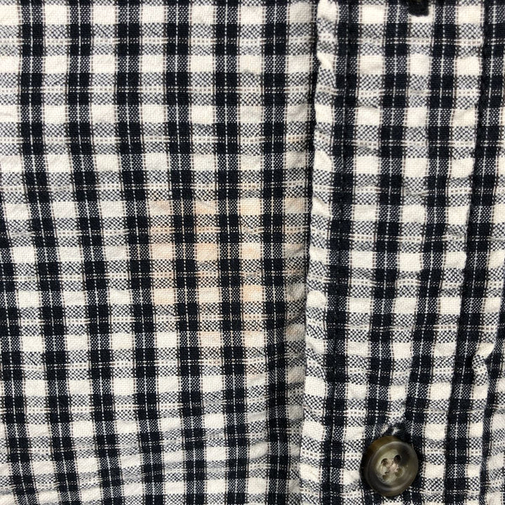 Dockers x Levi's Seersucker Short-Sleeve Button-Down Check Shirt, Men's Size M (approx.) cotton navy blue type Vintage Second Hand