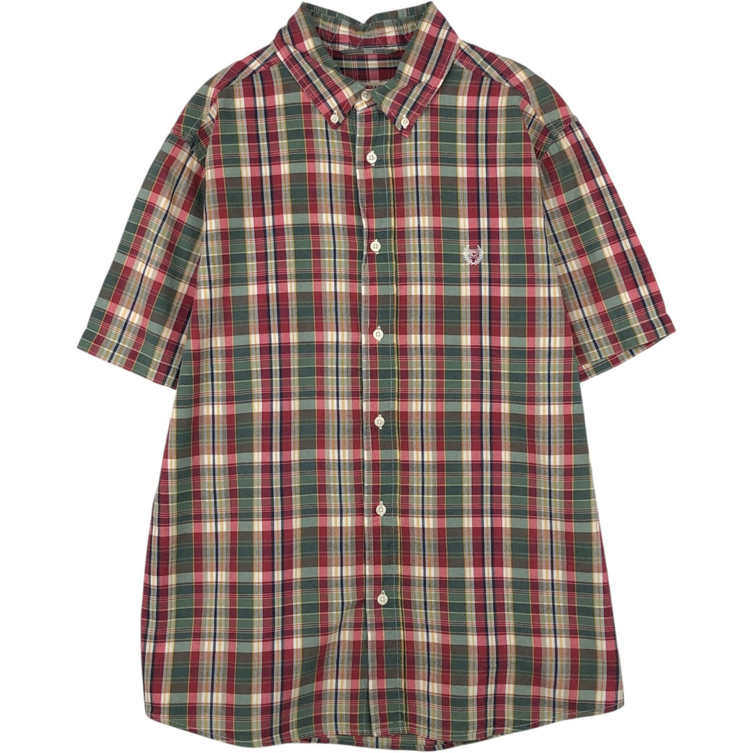 CHAPS Short-Sleeve Button-Down Check Shirt, Men's Size L (approx.) cotton red type Vintage Second Hand
