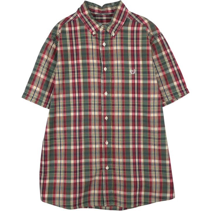 CHAPS Short-Sleeve Button-Down Check Shirt, Men's Size L (approx.) cotton red type Vintage Second Hand