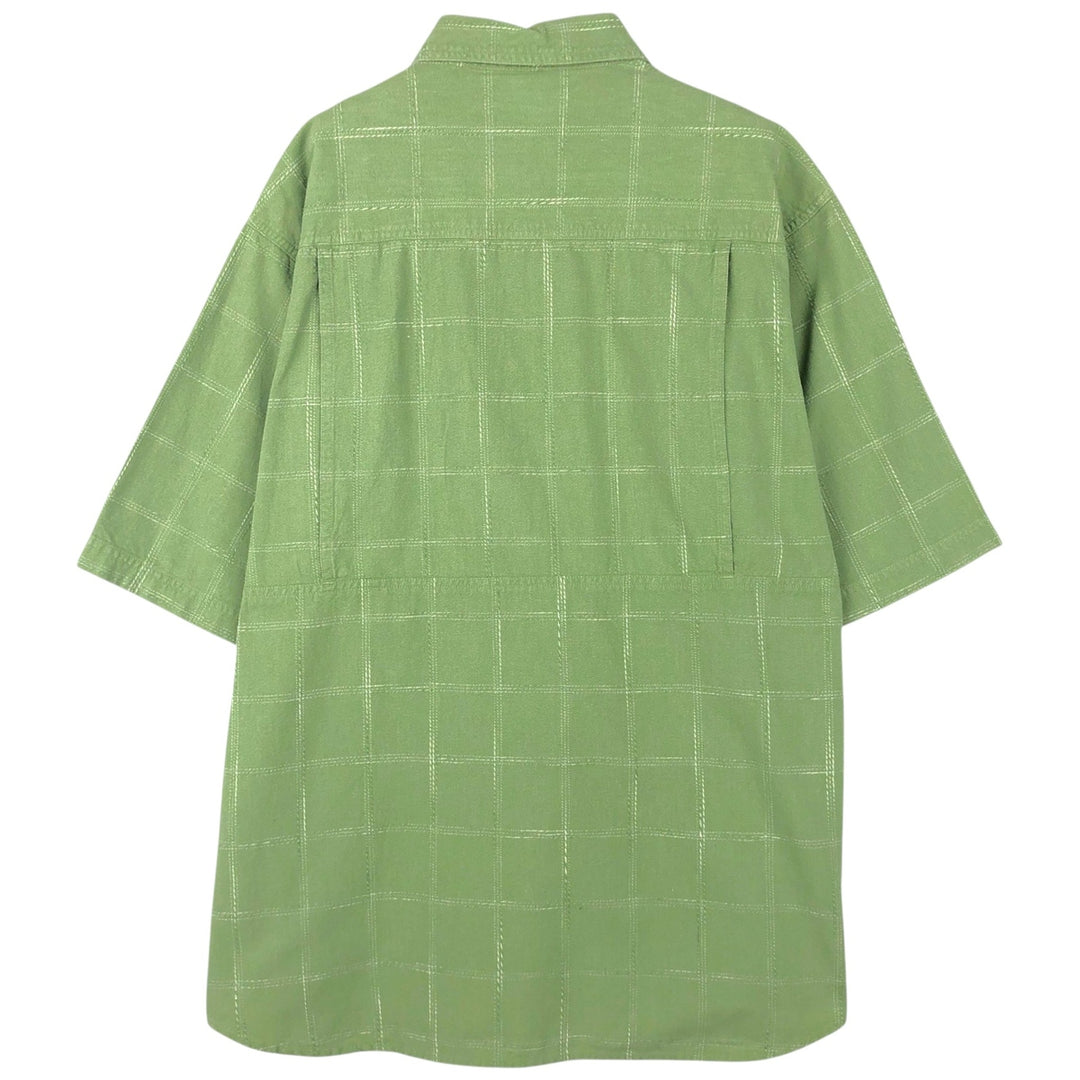 Columbia RIVER LODGE Short-Sleeve Cotton Check Shirt, Men's Size M (approx.) cotton green type Vintage Second Hand