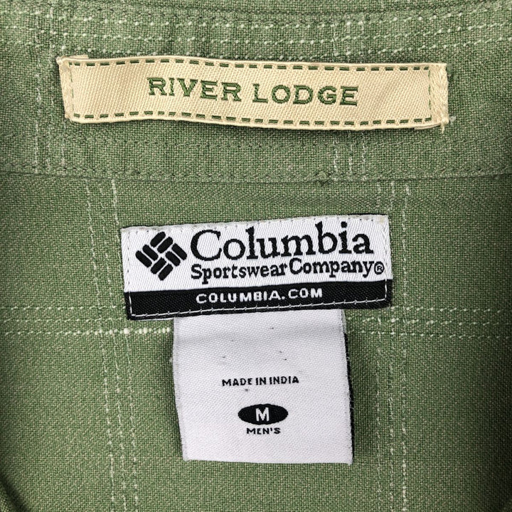 Columbia RIVER LODGE Short-Sleeve Cotton Check Shirt, Men's Size M (approx.) cotton green type Vintage Second Hand
