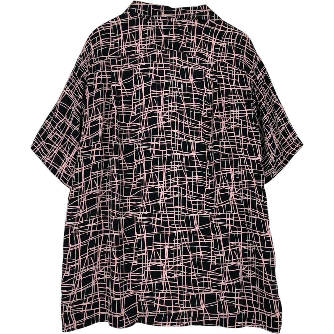 ~90'S Sonny Leisure all-over print short-sleeved open-collar rayon shirt, boxy fit, made in USA, men's size L equivalent, vintage. Rayon black type Vintage Second Hand