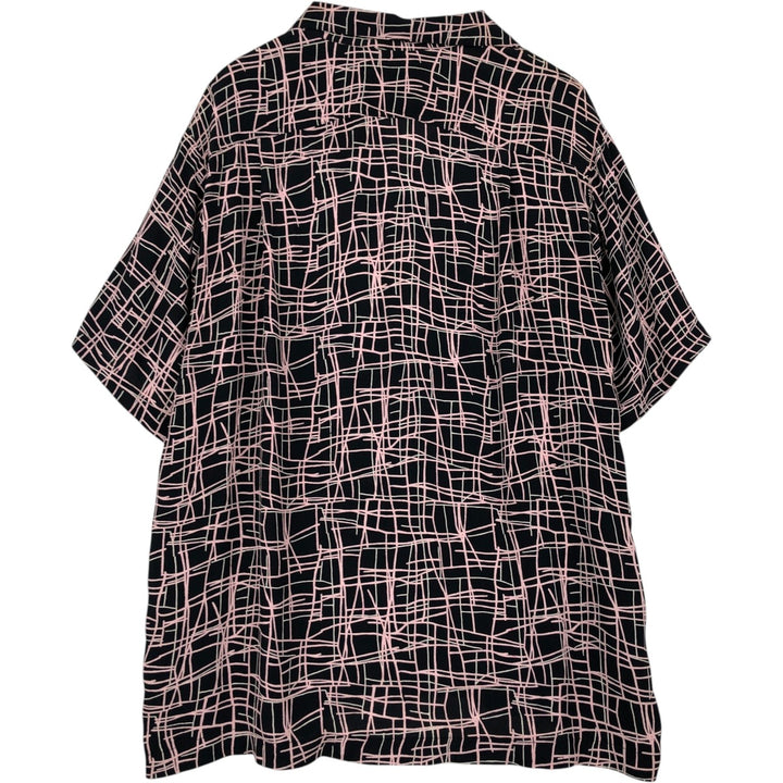 ~90'S Sonny Leisure all-over print short-sleeved open-collar rayon shirt, boxy fit, made in USA, men's size L equivalent, vintage. Rayon black type Vintage Second Hand