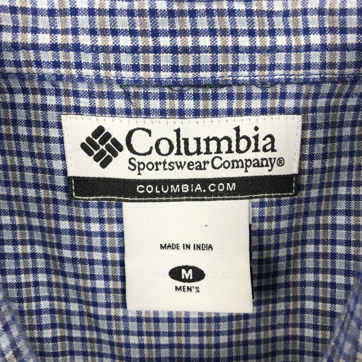 2000'S Columbia Short Sleeve Button-Down Check Shirt, Men's Size Medium cotton blue type Vintage Second Hand