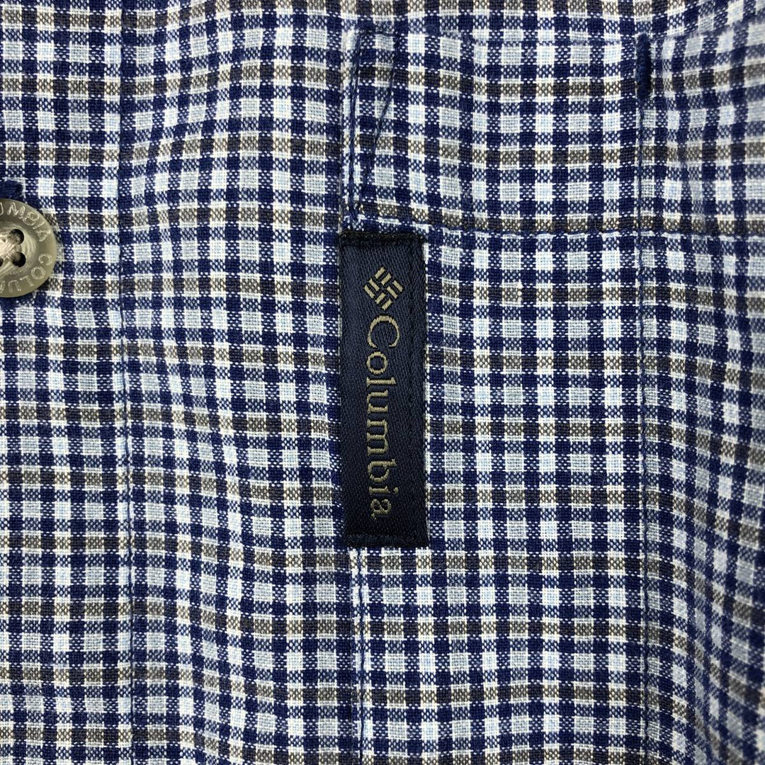 2000'S Columbia Short Sleeve Button-Down Check Shirt, Men's Size Medium cotton blue type Vintage Second Hand