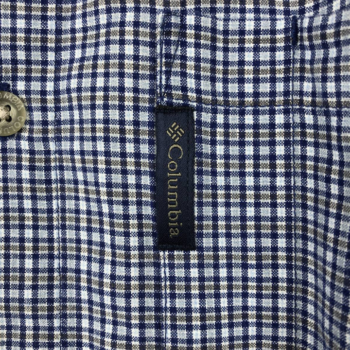2000'S Columbia Short Sleeve Button-Down Check Shirt, Men's Size Medium cotton blue type Vintage Second Hand