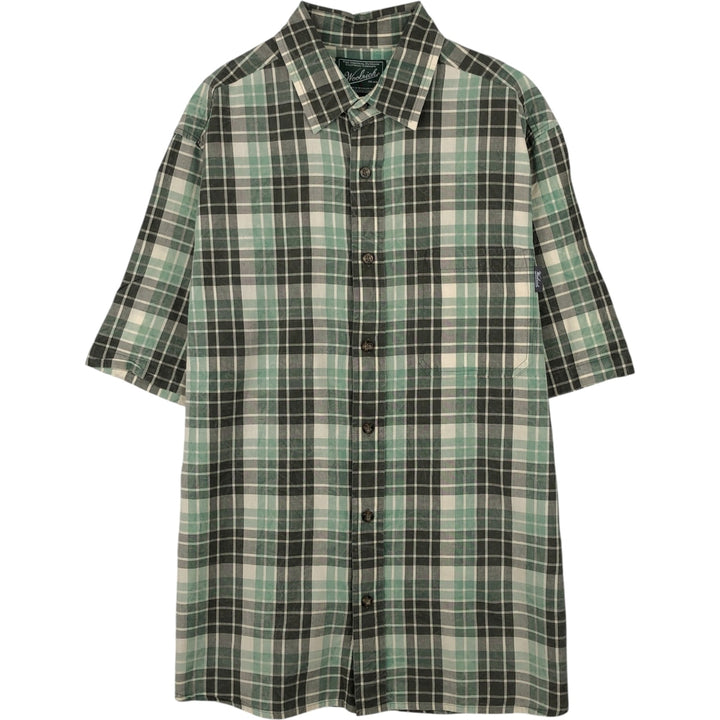 2000'S Woolrich Short-Sleeve Cotton Check Shirt, Men's Size L (approx.) cotton green type Vintage Second Hand