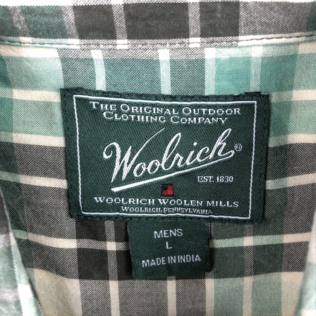 2000'S Woolrich Short-Sleeve Cotton Check Shirt, Men's Size L (approx.) cotton green type Vintage Second Hand
