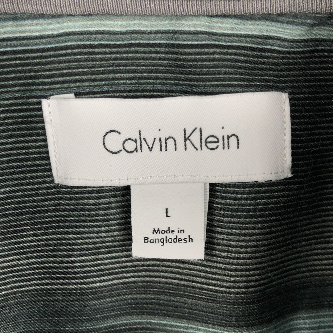 2000'S Calvin Klein all-over print short-sleeved cotton shirt, men's size L (approx.) cotton Emerald green Vintage Second Hand