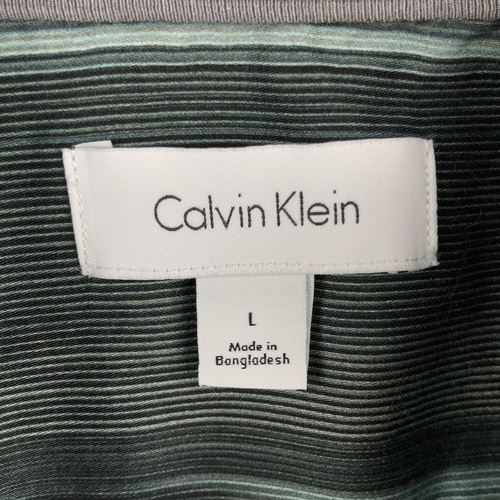 2000'S Calvin Klein all-over print short-sleeved cotton shirt, men's size L (approx.) cotton Emerald green Vintage Second Hand