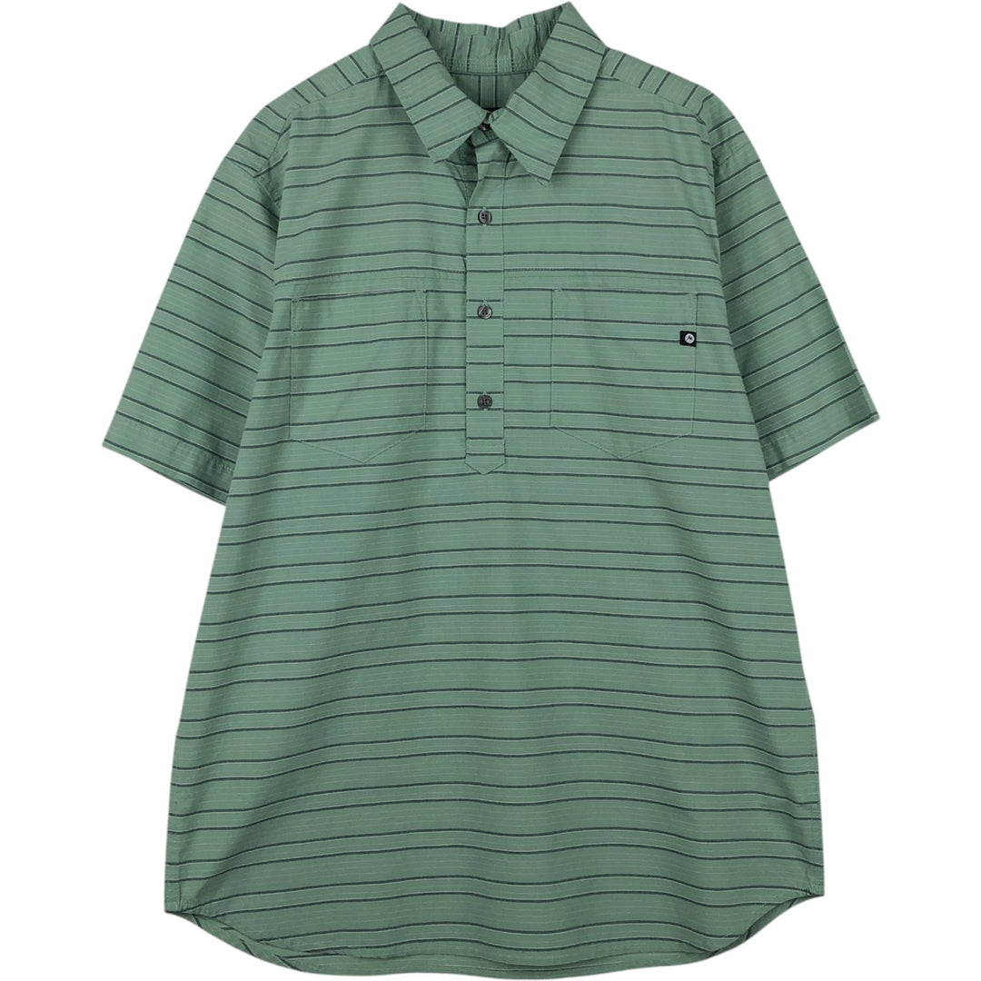 Marmot Border Pattern Pullover Short-Sleeve Cotton Shirt, Men's Size L (approx.) Organic cotton green type yellow green Vintage Second Hand