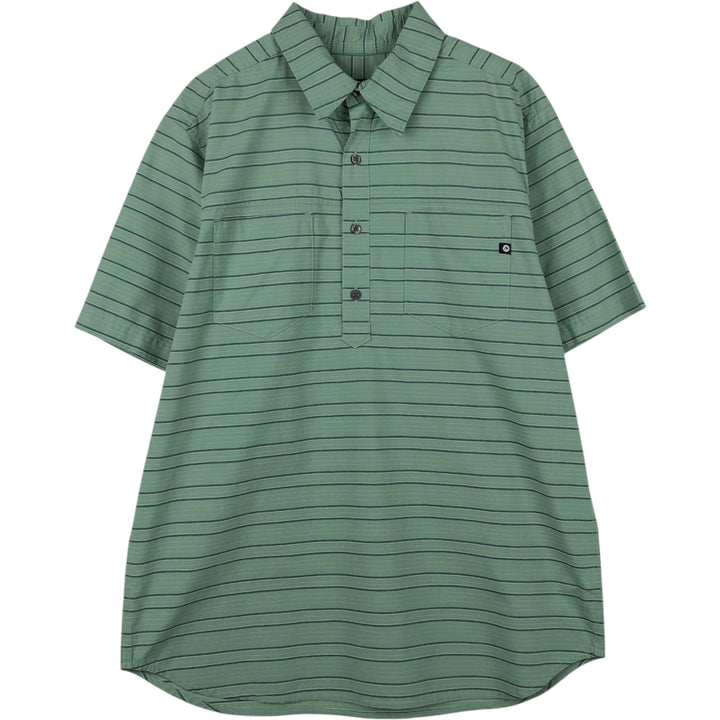 Marmot Border Pattern Pullover Short-Sleeve Cotton Shirt, Men's Size L (approx.) Organic cotton green type yellow green Vintage Second Hand