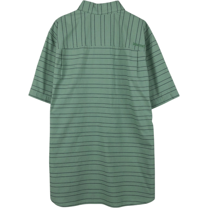 Marmot Border Pattern Pullover Short-Sleeve Cotton Shirt, Men's Size L (approx.) Organic cotton green type yellow green Vintage Second Hand