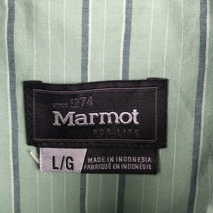 Marmot Border Pattern Pullover Short-Sleeve Cotton Shirt, Men's Size L (approx.) Organic cotton green type yellow green Vintage Second Hand
