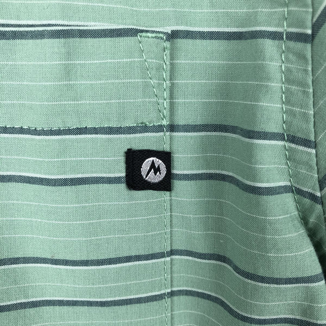 Marmot Border Pattern Pullover Short-Sleeve Cotton Shirt, Men's Size L (approx.) Organic cotton green type yellow green Vintage Second Hand