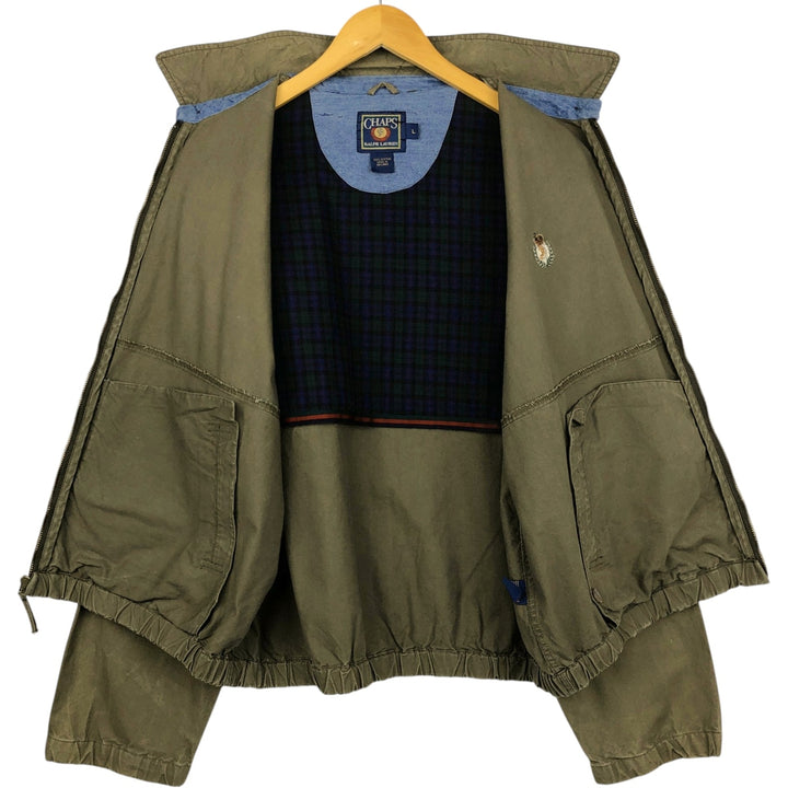 80'S Ralph Lauren CHAPS swing top sports jacket, men's size L, vintage cotton Khaki type Vintage Second Hand